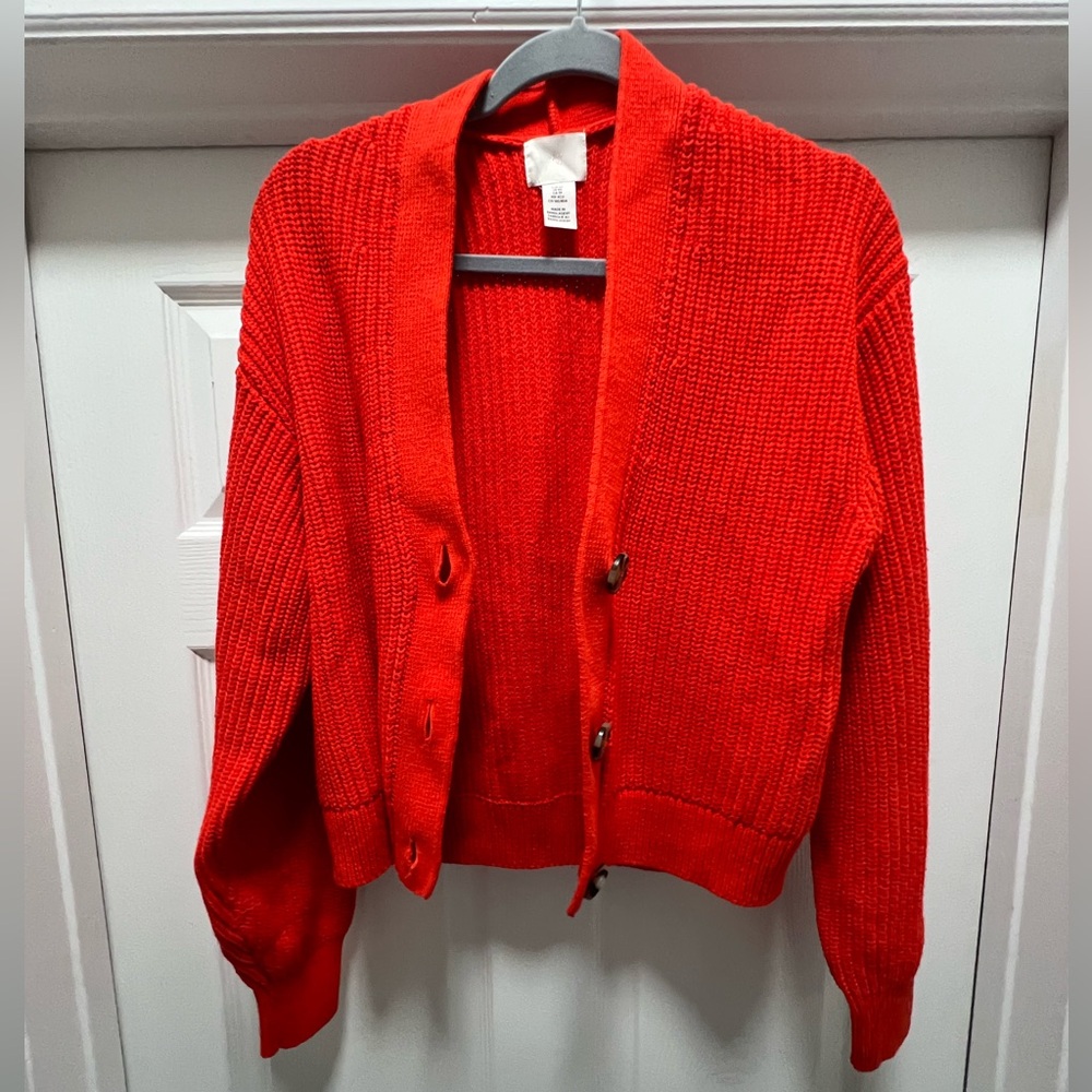 Women's fire orange Cardigan Sweater